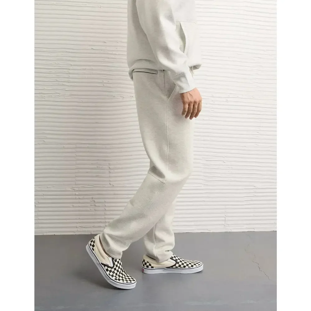 American Eagle AE 24/7 Jogger Sweatpants Mens S Heather Cream Fleece NWT